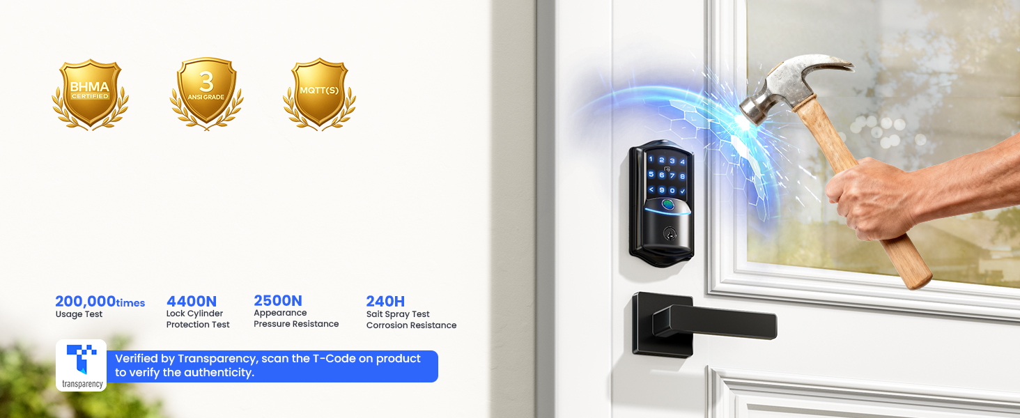 keyless entry door lock BHMA ANSI Grade 3