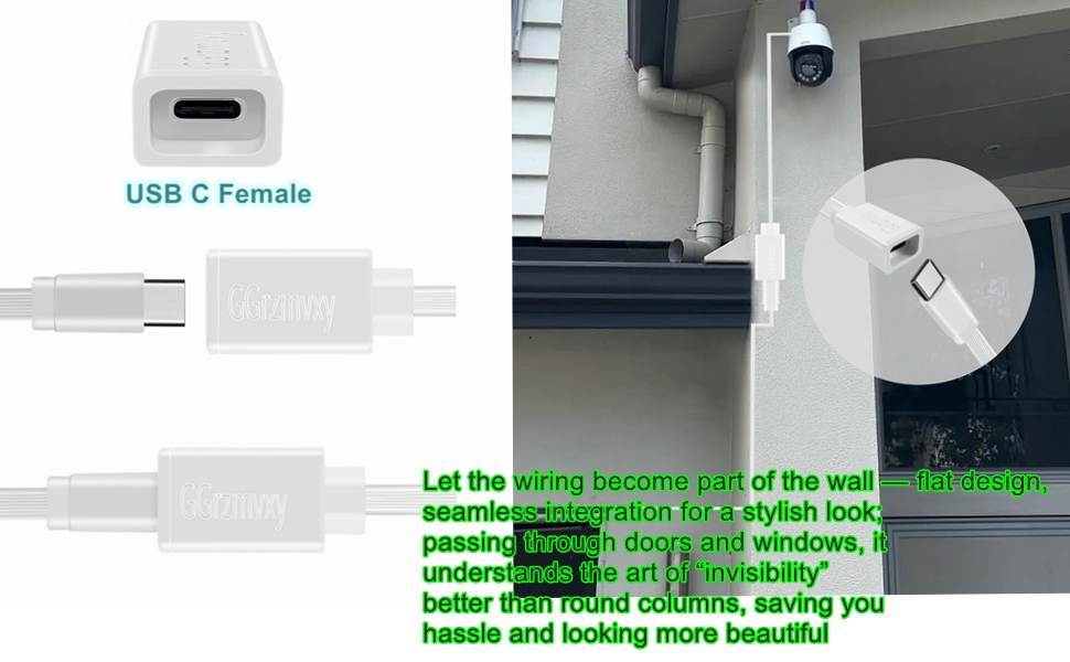 Long Flat USB C Extension Cable