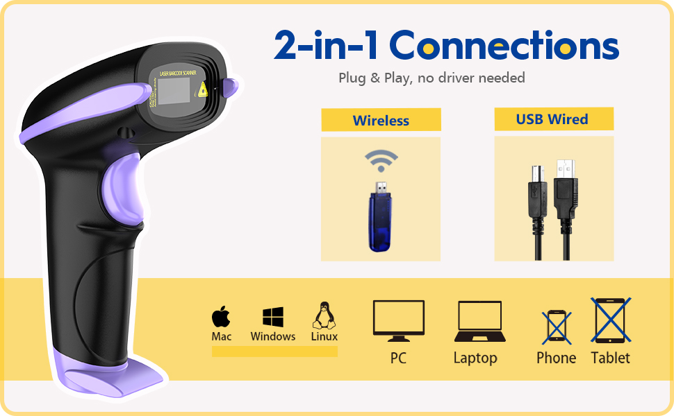 barcode scanner bar code reader wireless usb portable