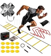 KMFurnila Agility Ladder Speed Training Equipment Set-20ft Ladder, 12 Cones, 4 Adjustable Hurdles...