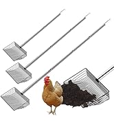 Foandbevi Large Metal Chicken Poop Scooper, Detachable 20 to 63 inches Long Metal Handle, Stainle...