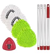 Spin Mop Replacement Head Base Handle, 4-Section 30-to-58 inch Mop Replacement Stick Compatible w...