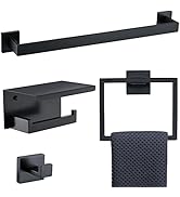 Bathroom Towel Bar Holder Sets Matte Black 4-Piece Bathroom Hardware Set Stainless Steel Bath Acc...