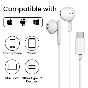 USB C Headphones, BENEWY USB Type C Earphones in-Ear USB C Earbuds Wired Headphones with Microphone