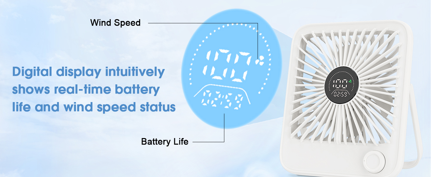 white portable desk fan