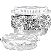 NYHI Round Aluminum Foil Pans 9-Inch | Disposable Tin Foil Pans with Clear Plastic Lids | Heavy-D...