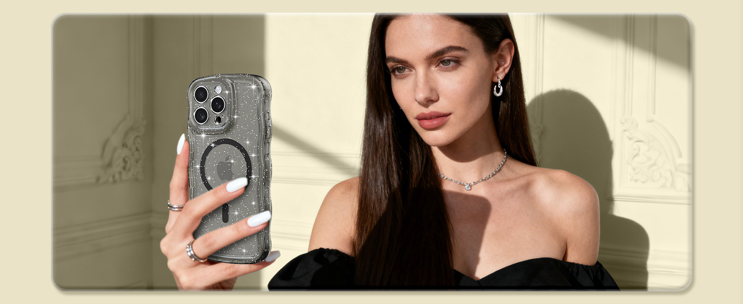 crystal Clear case transparent case magnetic case glitter case Glossy case cute case aesthetic case
