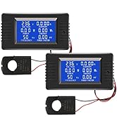 2 Pieces AC Current Voltage Amperage Power Energy Panel Meter LCD Digital Display Ammeter Voltmet...