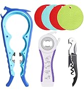 Latest Jar Opener Bottle Opener for Weak Hands, 5 in 1 Multifunctional Non-Slip Can Lid Opener To...