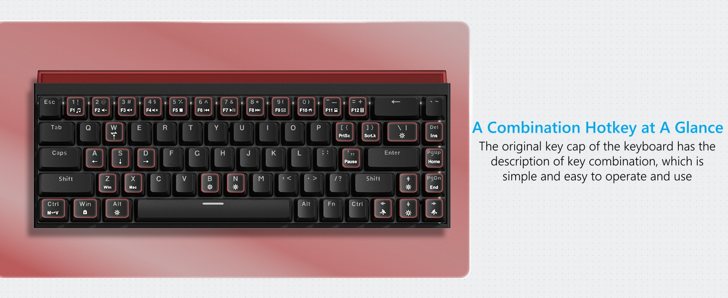 60% Gaming Keyboard with Light Box, Wired RGB Backlit Mechanical Keyboard with MCA Keycaps