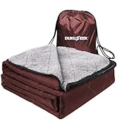 DUKUSEEK Outdoors Waterproof Throw Blanket with Hood, 79”x 59” Sherpa Fleece Stadium Windproof Bl...