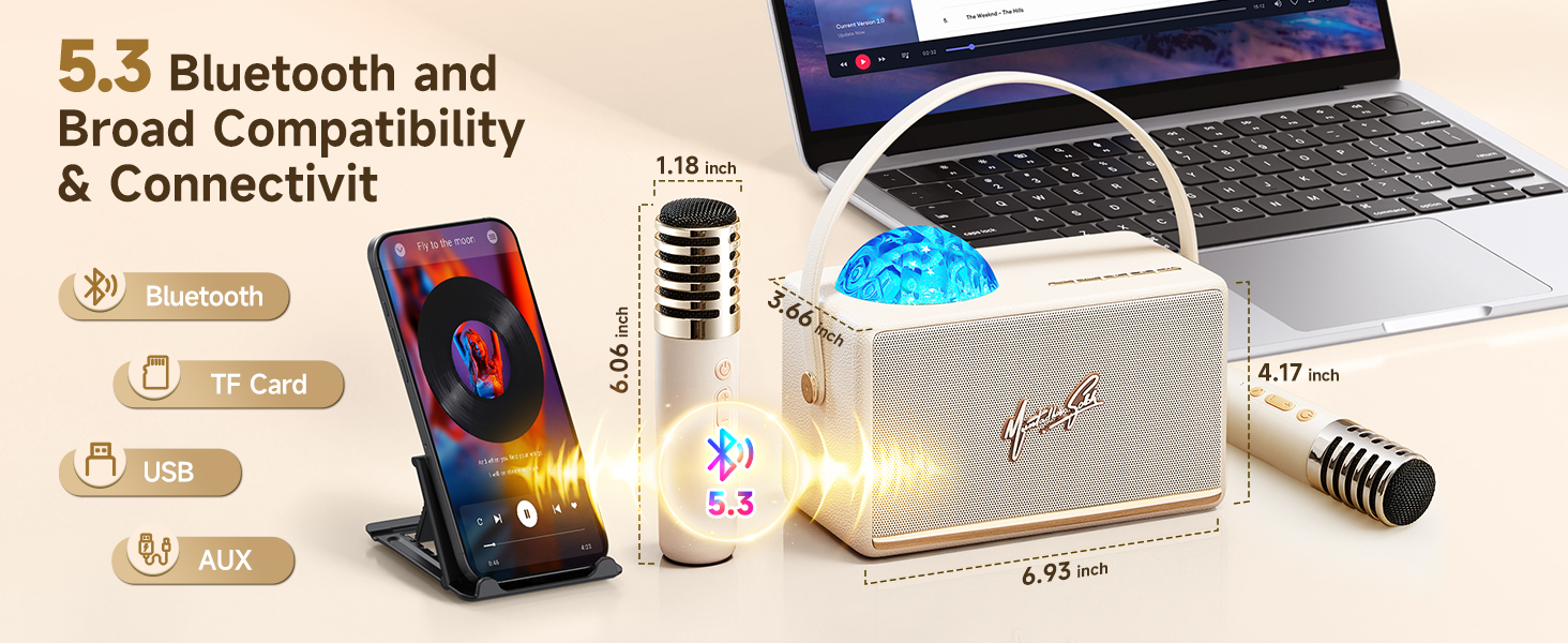 Karaoke Machine for Kids Adults Teen with Northern Lights