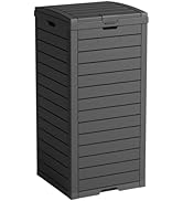 PatioZen 31 Gallon Outdoor Trash Can, Waterproof Trash Can Cabinet for Outside, Resin Garbage Bin...