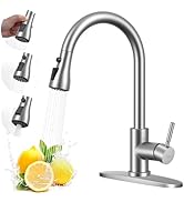 Arofa Kitchen Faucet with Pull Down Sprayer, Brushed Nickel Kitchen Sink Faucet Single Handle Sta...