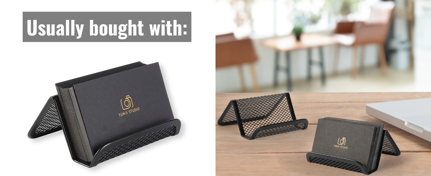 Mr. Pen- Metal Mesh Business Card Holder, 3 Pack, Black, Card Holder for Desk