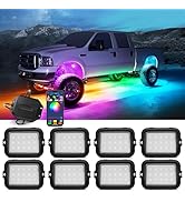 MICTUNING Y1 RGB+IC Dream Color LED Rock Lights - Upgraded 8 Pods Underglow Lights for Trucks wit...