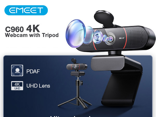 EMEET C960 4K Webcam with Tripod