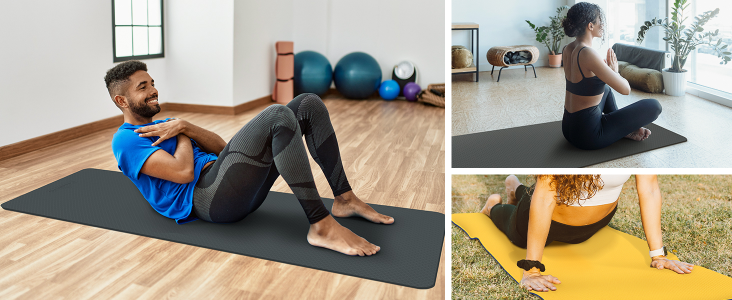 yoga mat thick workout exercise mats fitness women pilates home wide men kids non slip travel matt 