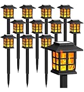 GIGALUMI Solar Lights for Outside,12 Pack Flickering Flame LED Solar Outdoor Lights, Waterproof S...