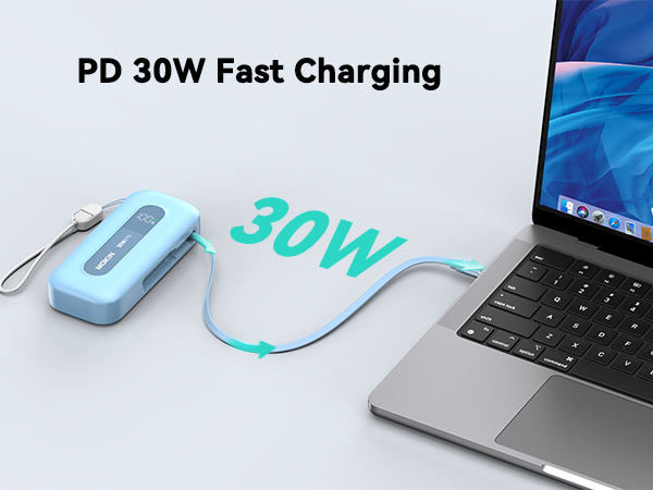  Portable Power Bank with Retractable USB C Cables