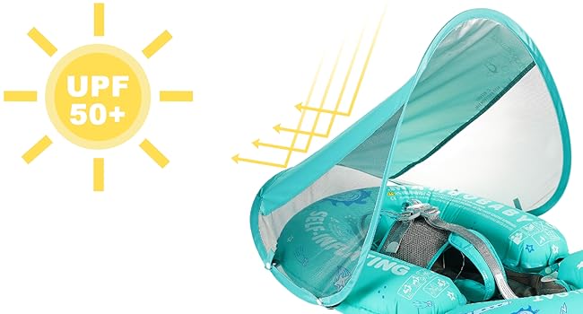 HECCEI Mambobaby Self-Inflating Baby Pool Floats Hammock with Canopy