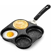 BOKKY 4 Cup Nonstick Egg Pan, 4 Hole Breakfast Skillet for Eggs, Omelets, Pancakes &amp; Sandwiches, ...