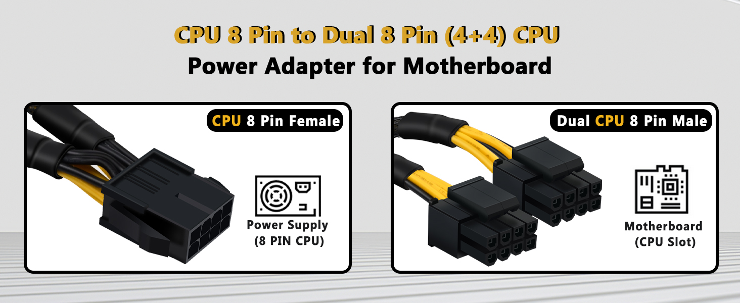 CPU 8 Pin to 8(4+4)Pin Splitter Cable