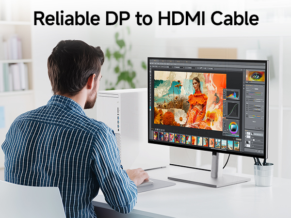 Gold-Plated DP to HDMI Cable