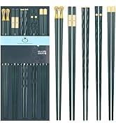 5 Pairs Chopsticks Reusable Fiberglass Dishwasher Safe, 9.57 inch/24.3cm Matte Non-Slip Family/ H...