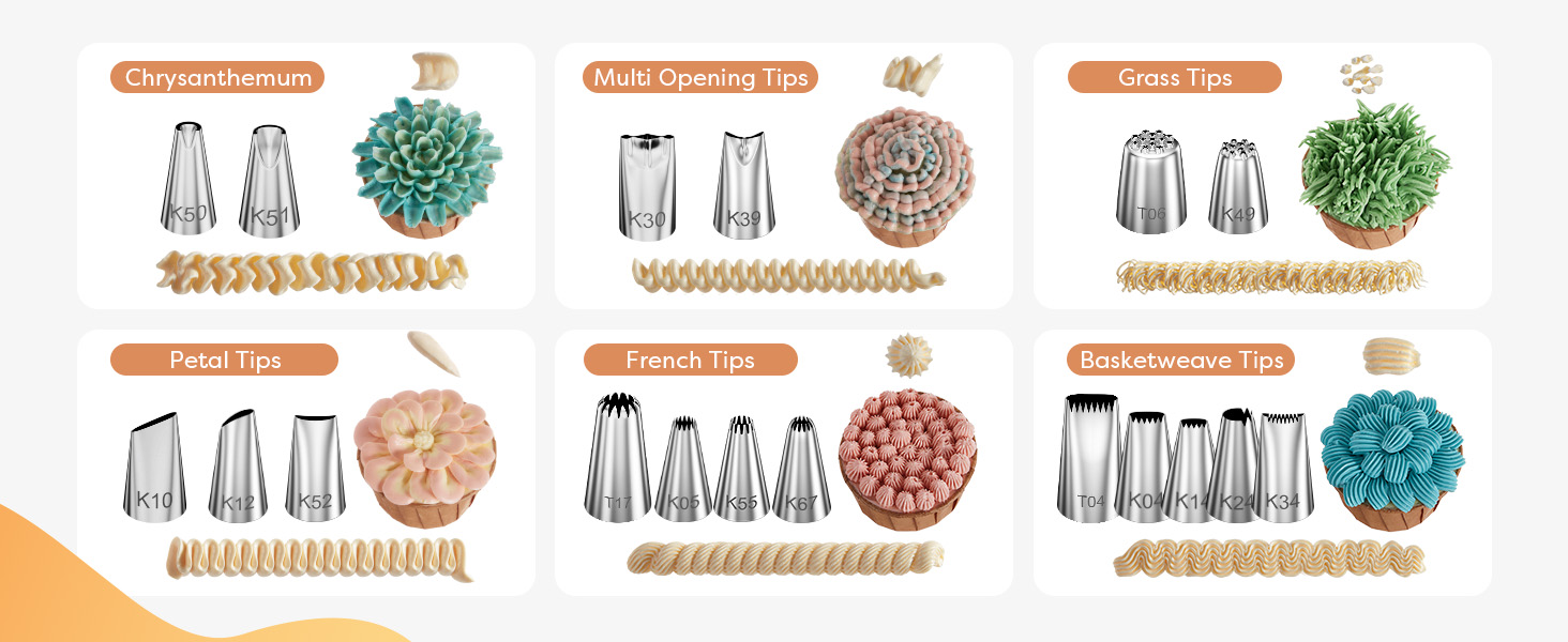 piping bags and tips set