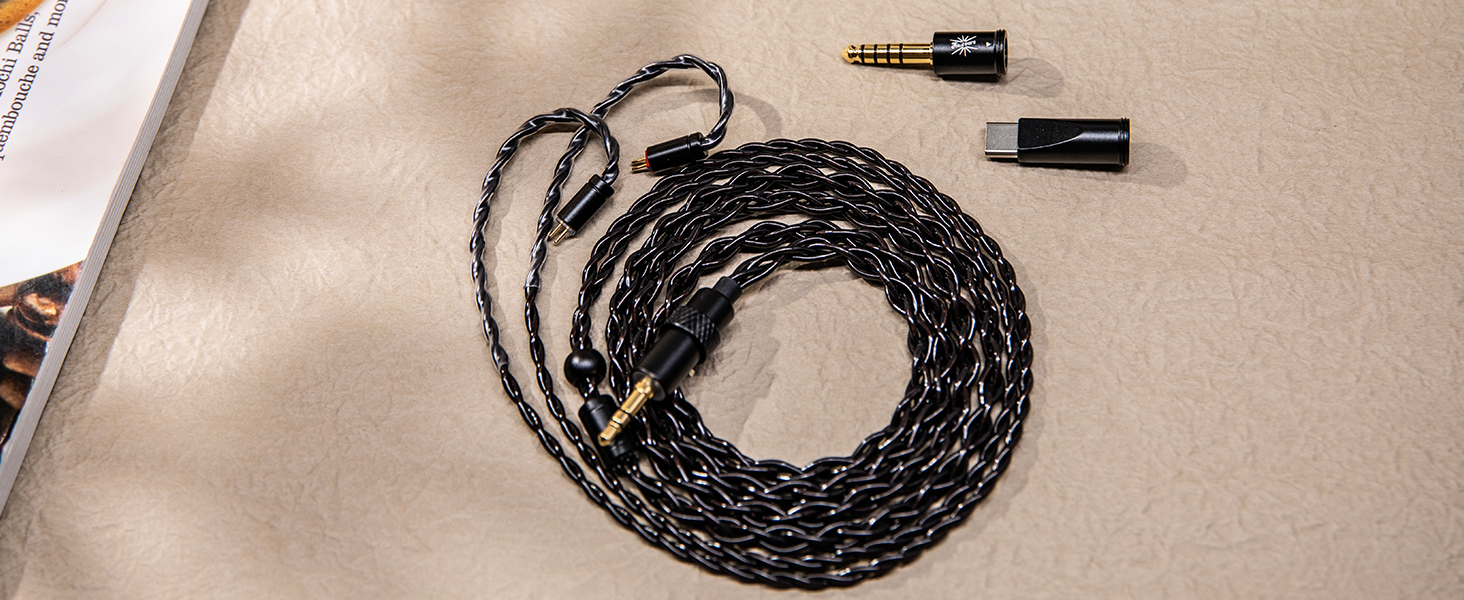 Linsoul Kiwi Ears x B_Media Terras IEM Cable, with Type-C USB C/3.5mm/4.4mm Plug