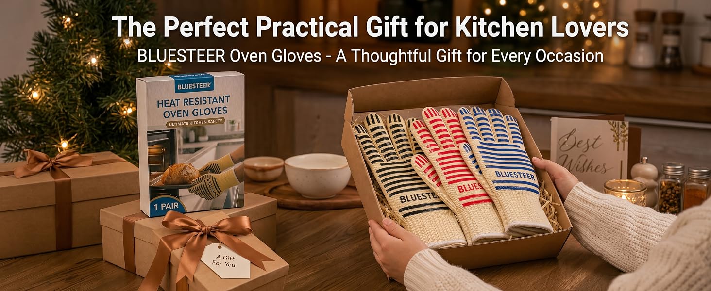 BLUESTEER oven gloves, great gift for kitchen lovers, multi-color