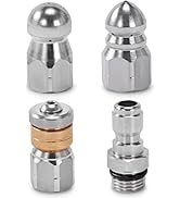 RIDGE WASHER Sewer Jetter Nozzle for Pressure Washer, 3 pcs Drain Cleaning Nozzle Tips Kit for Dr...