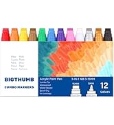 BIGTHUMB Jumbo Graffiti Poster Markers Set: 12 Colors Large15mm Wide Tip Permanent Ink Thick Acry...