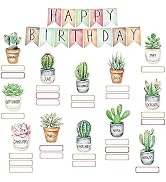 AnyDesign Succulent Happy Birthday Cutout Classroom Bulletin Borad Decoration Cactus Potted Plant...