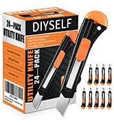 DIYSELF 24-Pack Utility Knife, Disposable Box Cutter Retractable for Cartons, Cardboard, Utility ...