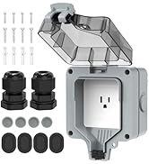 Outdoor Outlet Box, IP66 Waterproof Outdoor Outlet Box with Lockable Cover (Single Plug Socket)