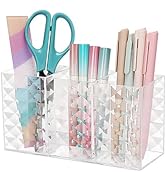 minimaliving Pen Holder,Sparkling Diamond Pattern Acrylic Makeup Brush Holder,Modern Pencil Holde...