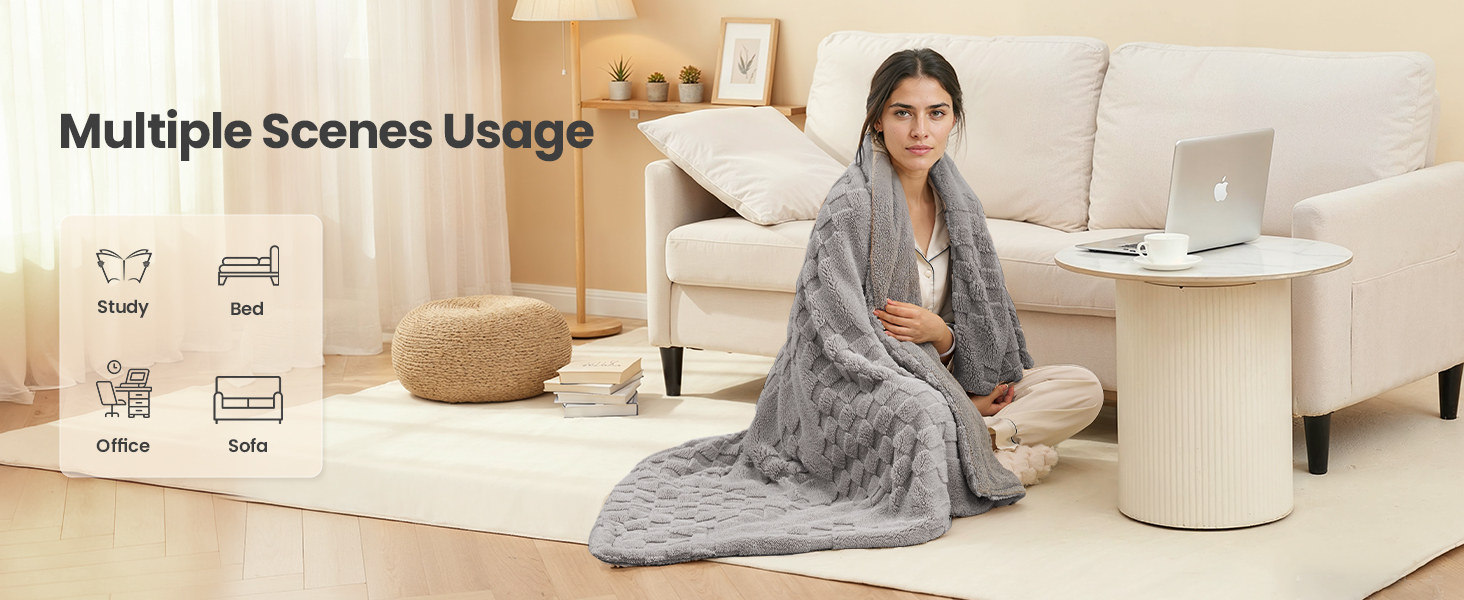 heated electric blanket throw heating fluffy twin queen full size warm sherpa flannel flecee 50x60