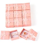 Craftdady 12Pcs Ring Boxes Bulk 1.65x1.65 Inch, Pink Cardboard Jewelry Box with Sponge Square Box...