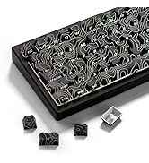 Double Shot PBT Keyboard keycaps Set,Black Topographic,Shine Through Custom keycap,Side Printed k...
