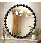 AAZZKANG Round Mirror with Metal Beaded Frame Black Circle Wall Mirrors Large 20" Decorative Mode...