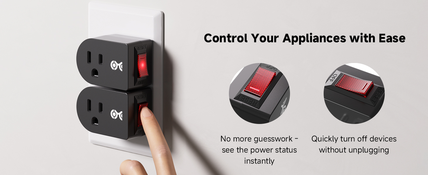 Power-off indicator for easy monitoring of outlet switch status