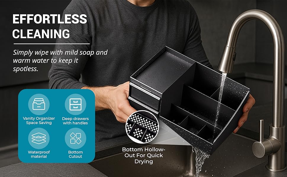 Makeup stand and lotion organizer placed on dresser top for neat storage