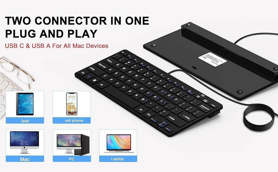 USB-A to USB-C Mini Keyboard