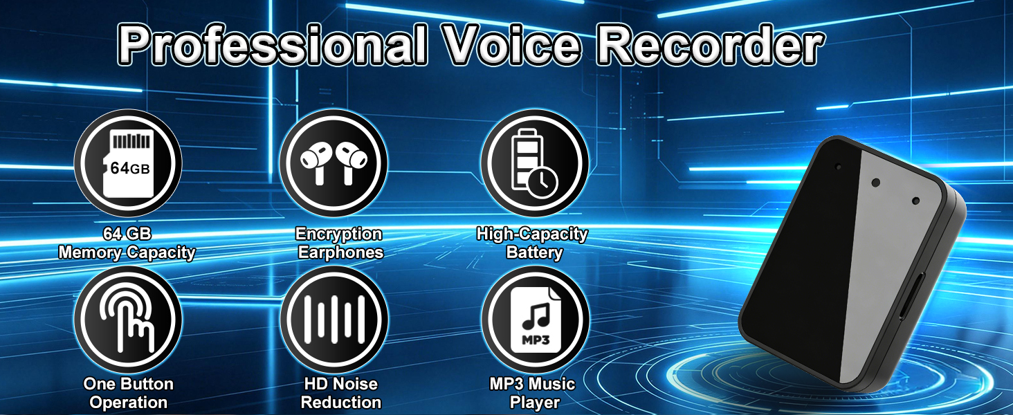 Voice Recorder Voice Recorder with Playback 64GB Recording Device
