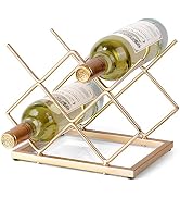 Drincarier Countertop Wine Rack - 5 Bottle Freestanding Modern Gold Metal Small Wine Rack - Table...