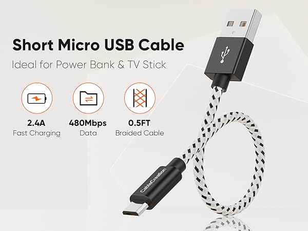 short micro usb cable