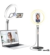 Ring Light with Magnetic Phone Stand for Computer, Desk Ring Lights for Zoom Meetings, 10" Laptop...