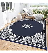 Outdoor Rug Carpet-Patio Rug 6'x9' Waterproof Reversible Outdoor Plastic Straw Rug Fit Porch Deck...